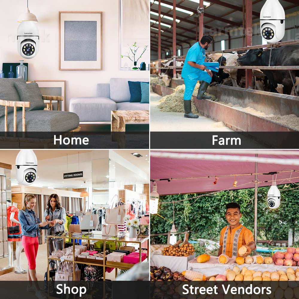 3MP E27 Bulb Camera WiFi Indoor Video Surveillance 1080P Home Security Monitor