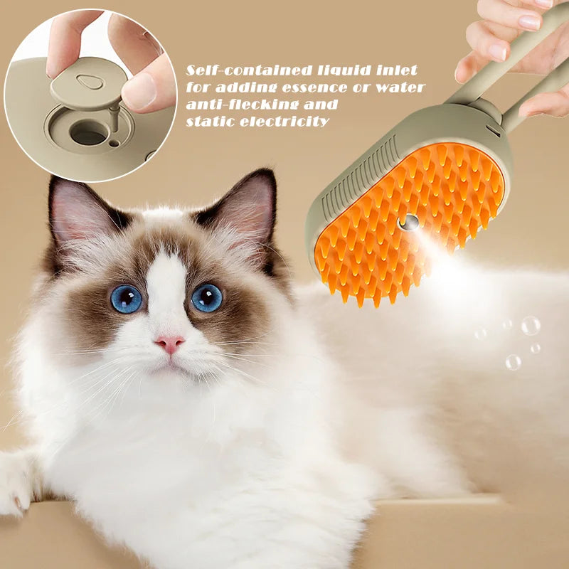 3-in-1 Pet Steam Grooming Brush