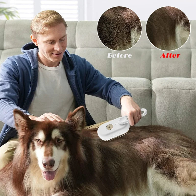 3-in-1 Pet Steam Grooming Brush