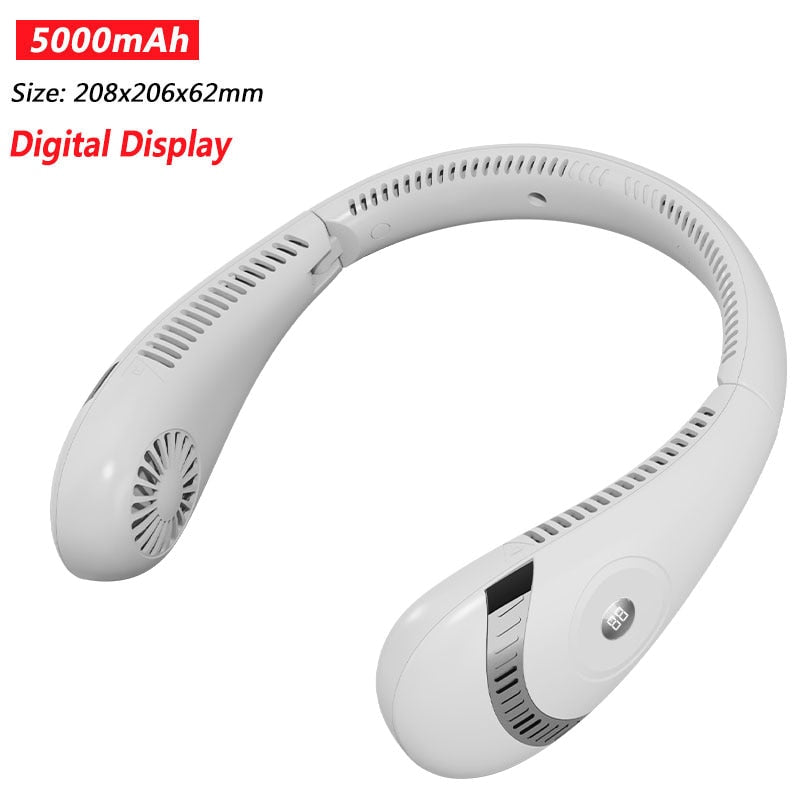 Portable 5000mAh Hanging Neck Fan
