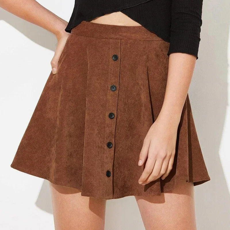 High-Waist Corduroy Skirt