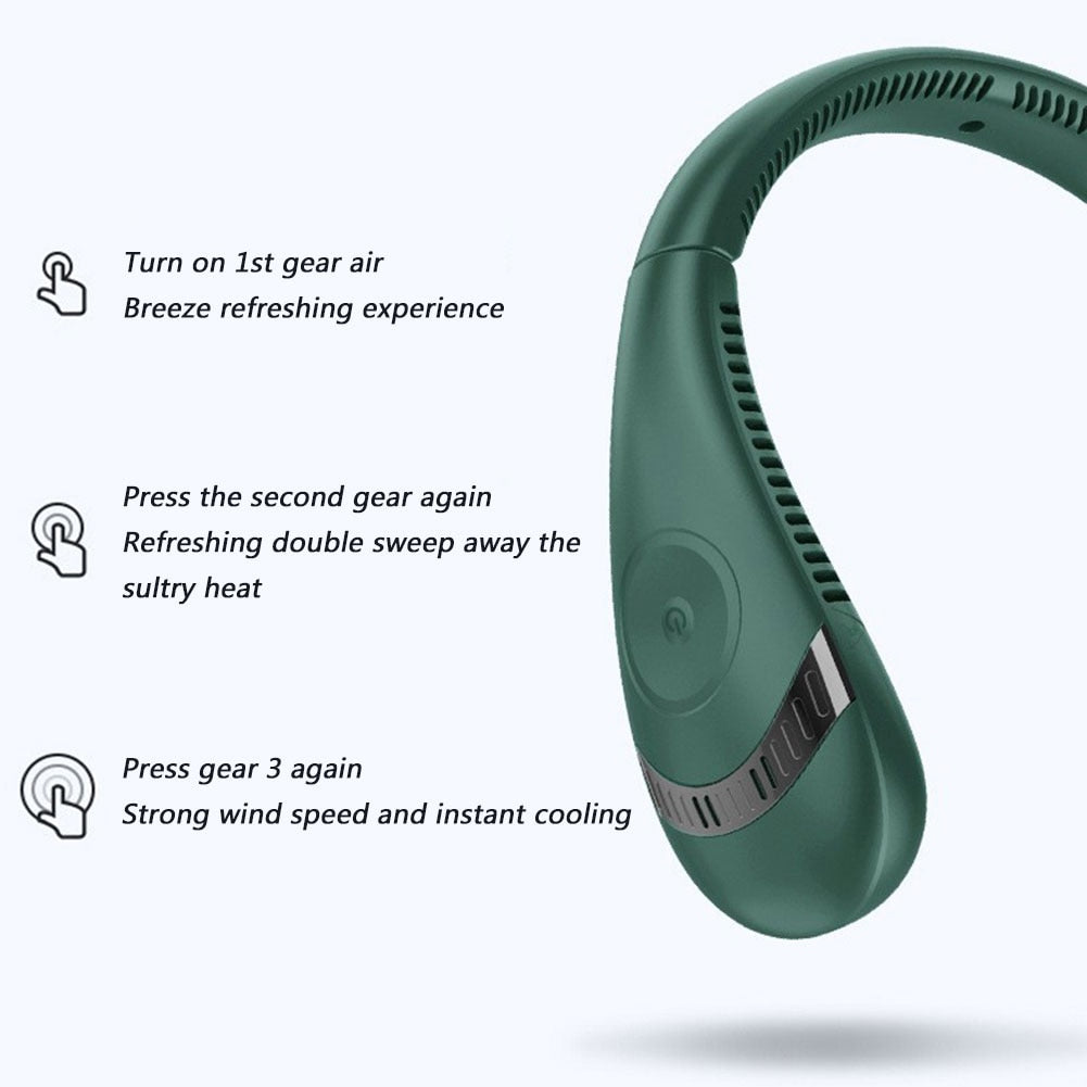 Portable 5000mAh Hanging Neck Fan